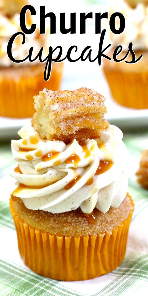 Cinnamon Cupcakes Recipe, Churro Cupcakes, Cinnamon Cupcakes, Mexican Dessert Recipes, Mexican Dessert, Cupcake Recipe, Cupcakes Recipe, Dessert Cupcakes, Party Desserts