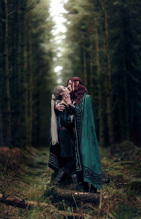 Elf Couple, Fairy Photoshoot, Elf Cosplay, Pagan Wedding, Models To Draw, Fair Outfits, Fantasy Couples, Wedding Rings Photos, Fairytale Photography