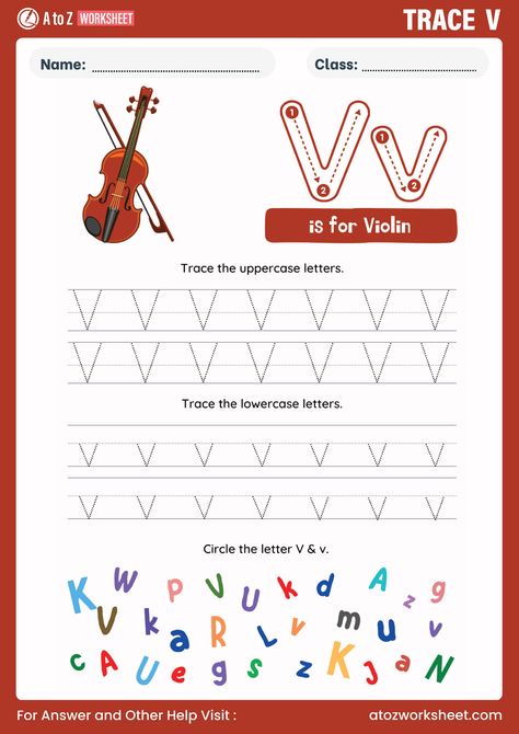 Help your child learn the alphabet with our fun and easy 'V' Alphabet Tracing Worksheet! This worksheet is perfect for young learners in preschool, kindergarten, or early grade levels, designed to improve their handwriting and letter recognition skills. By tracing the letters kids will develop fine motor skills and build confidence in their writing abilities. Download, print, and let your little ones start tracing their way to success! Follow A to Z Worksheet For More and Must visit our Webs... V Worksheets Preschool, Gujarati Worksheet, Letter V Worksheet, A To Z Worksheet, Z Worksheet, Letter V Worksheets, Worksheet For Nursery, V Alphabet, Hindi Worksheets