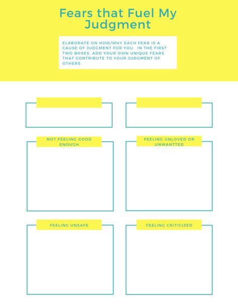 Understand the link between fear and judgment and learn how NOT to get stuck in a cycle of negativity - print this FREE worksheet (made by a therapist!) to learn how! Fear Ladder, Communication Worksheets, Distress Tolerance, Printable Tickets, Goals Worksheet, Writing Therapy, Ticket Template, Books For Self Improvement, Emotional Awareness