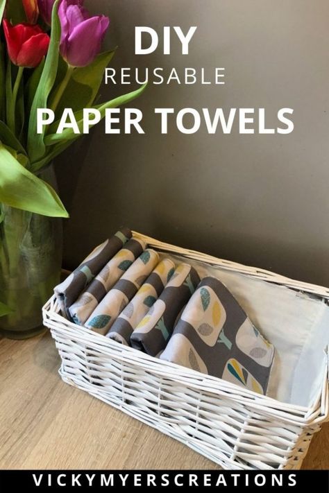 Unpaper Towels Diy, Paper Towel Crafts, Towel Basket, Environmentally Friendly Living, Sewing Machine Instructions, Diy Towels, Reusable Paper Towels, Kitchen Paper Towel, Unpaper Towels