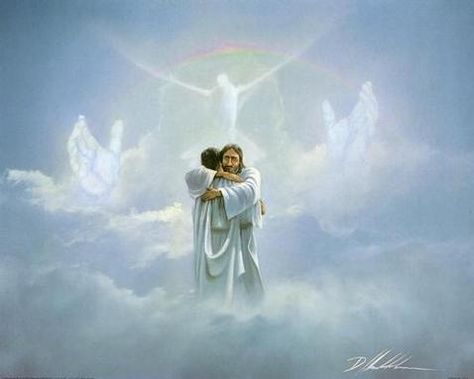 Little Girl Angel with God | does not think God will love us because we are good, but that God ... Image Of Jesus, In His Arms, Ayat Alkitab, Lord And Savior, Jesus Is Lord, In The Clouds, Jesus Pictures, 판타지 아트, God Jesus