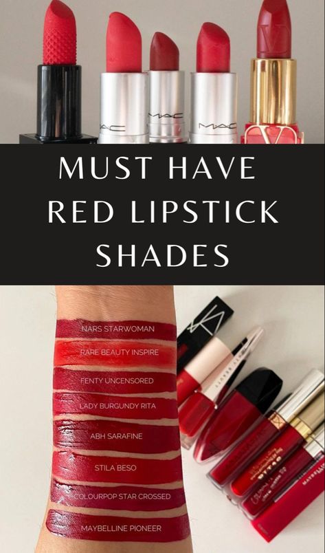 Must have red lipstick shades Dark Red Lipstick Maybelline, Best Dark Red Lipstick, Dark Red Liquid Lipstick, Red Lipstick Blue Undertone, Cold Red Lipstick, Fall Red Lipstick, Red Lipstick With Blue Undertones, Nars Red Lipstick, Best Blue Red Lipstick