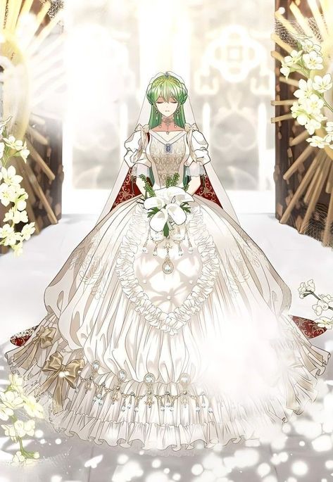 Manhwa Wedding Dress, Anime Wedding Dress, Anime Bride, Manhwa Dress, Anime Wedding, Anime Prince, Anime Elf, Royal Art, Royal Brides