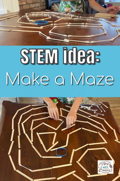 A brilliant maze activity for kids! This maze is full of loose parts play and is an awesome STEM activity as well. Challenge your child to build a maze! Measurement Stem Activities, Kid Challenges Activities, Stem Activities Elementary, Math Art Activities, Maze For Kids, Elementary Stem, Stem Activities For Kids, Maze Activity, Elementary Stem Activities