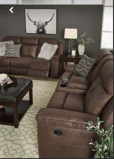 Dark Brown Couch Living Room, Brown Leather Couch Living Room, Reclining Sofa Living Room, Sofa Arrangement, Brown Sofa Living Room, Leather Couches Living Room, Brown Couch Living Room, Grey Couch Living Room, Home Decor Wallpaper