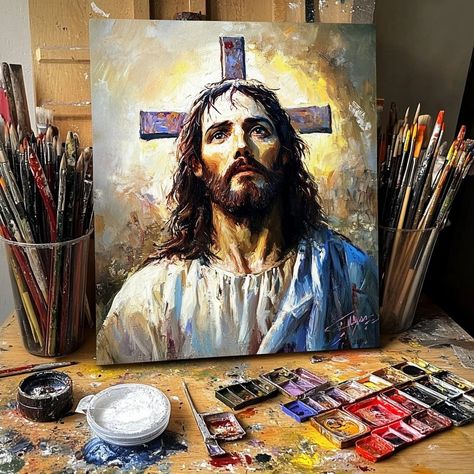 If you love Jesus, Like this Post then Follow Us. #jesus #acrylicpainting #jesuspainting Jesus Painting, Love Jesus, Acrylic Painting Tutorials, Simple Acrylic Paintings, If You Love, Painting Tutorial, Painting Ideas, Follow Us, Acrylic Painting