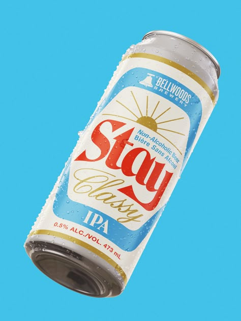 Pack of the Month: When It Comes To Designing a Non-Alcoholic Beer, Doublenaut Says 'Stay Classy' | Dieline - Design, Branding & Packaging Inspiration Beer Branding Design, Beer Logo Design, Creative Wine Label, Craft Beer Design, Craft Beer Packaging, Retro Packaging, Beer Label Design, Non Alcoholic Beer, Alcohol Packaging