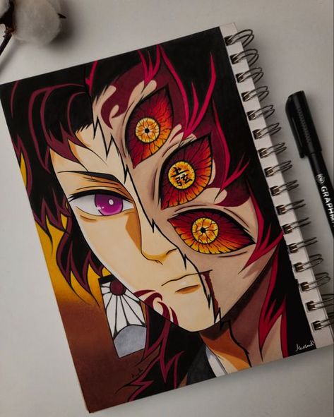 Kokushibo Painting, Demon Slayer Painting, Demon Slayer Drawing, Anime Canvas Painting, Copic Drawings, Naruto Sketch Drawing, Watercolor Blog, Bff Drawings, Posca Marker