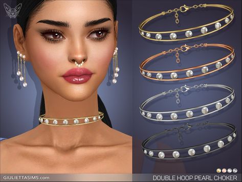 Sims 4 Cc Accessories Choker, Sims4 Cc Pearl Necklace, Sims 4 Cc Pearl Earrings, Sims 4 Hoop Earrings Cc, Sims 4 Cc Choker Maxis Match, Royal Accessories, Cc Accessories, Sims 4 Studio, Festival Necklace