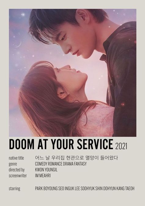 doom at your service minimalist mini kdrama poster Doom At Your Service Minimalist Poster, Doom At Your Service Poster Kdrama, Welcome To Samdalri Kdrama Poster, K Dramas Posters, Kdramas Posters, Doom At Your Service Kdrama, Poster Kdrama, Kdrama List, Kdrama Poster