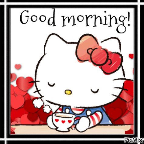 Good Morning Good Morning Cartoon Gif, Hello Kitty Good Morning, Good Morning Hello Kitty, Eagle Gif, Good Morning Cutie, Monday Morning Greetings, Good Morning Cute, Kitty Gif, Cute Good Morning Gif