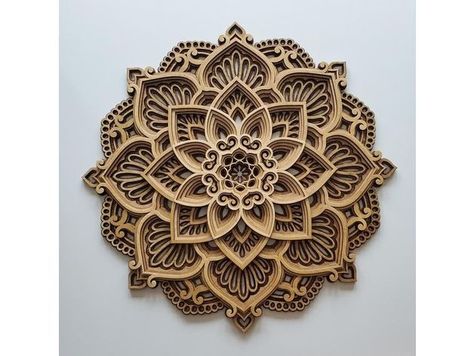 This is Made For Decoration in The House. Simple. Cardboard Mandala, Natural Wall Art, Wood Mandala, Round Wall Decor, Layered Mandala, Carved Wood Wall Art, Laser Art, Mandala Wall, Mandala Wall Art