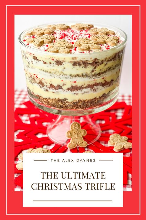 Ginger Bread Trifle, Gingerbread Triffle Recipes, Gingerbread Eggnog Trifle, Eggnog Trifle Recipe, Vanilla Trifle Desserts, Peppermint Trifle Desserts, Gingerbread Trifle Christmas, Christmas Trifles Easy, Gingerbread Trifle Recipe