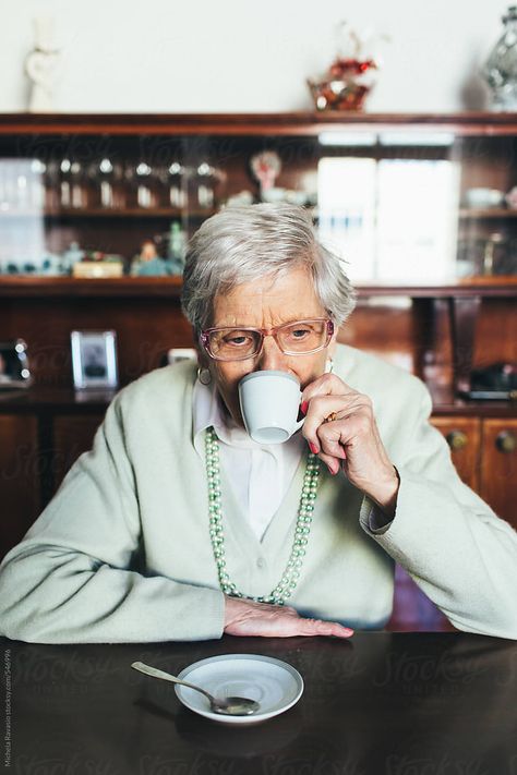 Person Drinking Coffee Reference, Cups Photoshoot, Person Drinking Coffee, Drinking Coffee Photography, Coffee Portrait, Grandparents Photography, People Drinking Coffee, People Drinking, Black And White Building