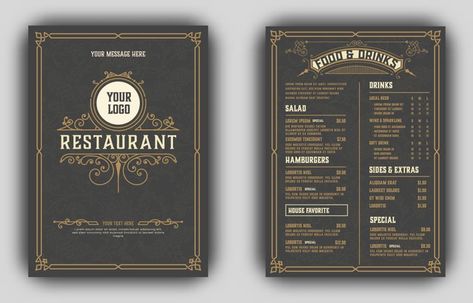 Restaurant Menu Card, Menu Vintage, Elegant Banners, Brochure Food, Restaurant Web, Halftone Design, Black Friday Banner, Menu Layout, Bullet Journal Paper