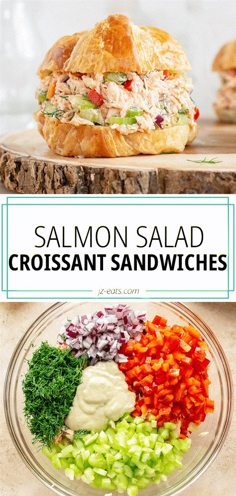 Salmon Salad Sandwich Recipe - JZ Eats Salmon Egg Salad Recipe, Smoked Salmon Bento Lunch, Salmon Sandwiches Recipes, Trout Salad Recipes, Canned Salmon Lunch Ideas, Canned Salmon Salad Recipes Healthy, Pescatarian Sandwich Recipes, Salmon Salad Ideas, Canned Salmon Sandwich