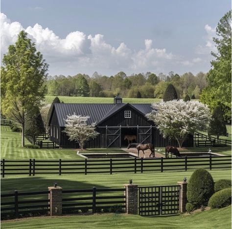 Horse Stable Exterior, Horse Stables Exterior, Modern Horse Stable, Small Horse Barn Ideas, Modern Stables, Stables Exterior, Modern Horse Barn, Stable Exterior, Ranch Stables