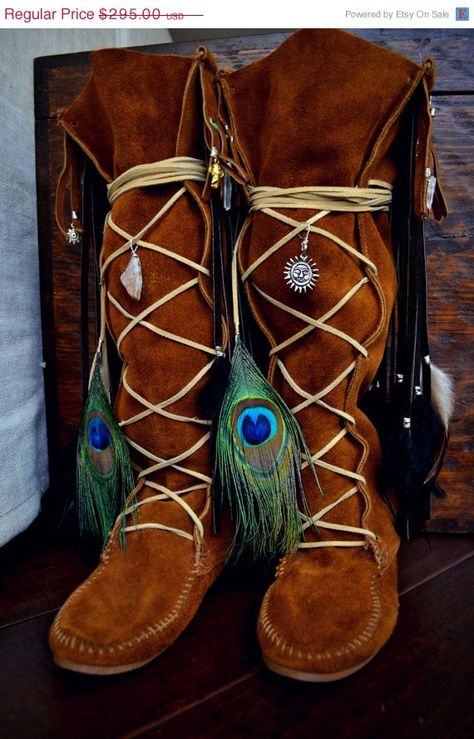 Hippie Shoes Boots, Handmade Bohemian Leather Boots, Festival Boots Hippie Bohemian, Handmade Bohemian Brown Boots, Moccasin Boots Fairy, Fringe Moccasins, Native American Moccasins, Boho Boots, Hippy Chic