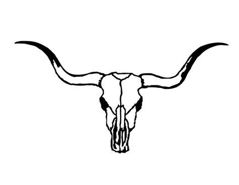 steer skull template | Can't find the perfect clip-art? Mule Deer Skull Tattoo, Longhorn Drawing, Katy Aesthetic, Longhorn Skull Drawing, Western Ornaments, Skull Outline, Longhorn Tattoo, Skull Template, Bull Skull Tattoos