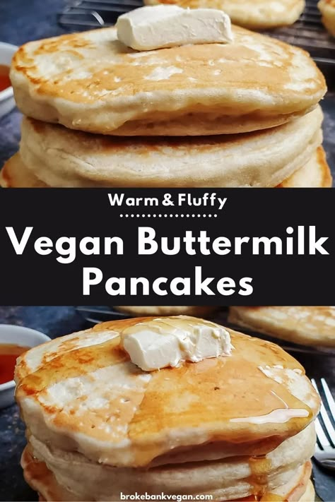 Vegan Buttermilk Pancakes, Best Vegan Pancakes, Vegan Buttermilk, Plant Based Recipes Breakfast, Vegan Breakfasts, Vegan Brunch, Plant Based Breakfast, Personal Jewelry, Vegan Pancakes