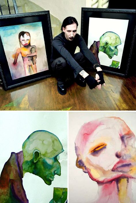 Marilyn Manson Art Paintings, Marilyn Manson Paintings, Marilyn Manson Art, Brian Warner, Under A Microscope, Lucy Liu, James Franco, Full Time Artist, Goth Art