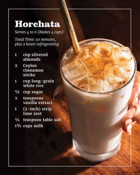 Horchata Cocktail, Vanilla Drinks, Horchata Recipe, Latino Recipes, Desserts To Impress, 2024 Recipes, Creamy Rice, Lime Peel, Country Magazine