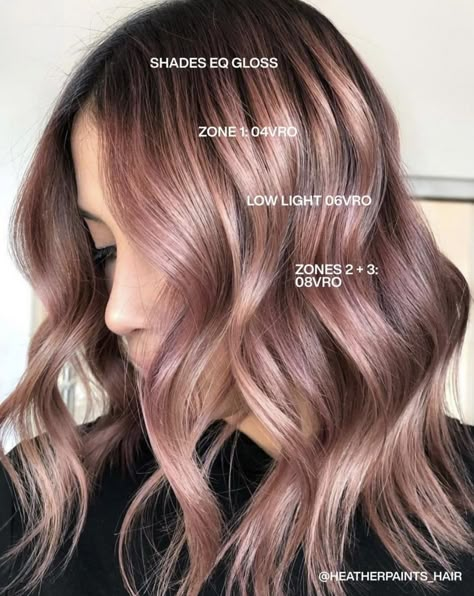 Rose Gold Hair Color Formula, Dusty Rose Hair, Hair Color For Brown Eyes, Color Correction Hair, Redken Hair Color, Brown Hair Shades, Hair Color Rose Gold, Redken Hair Products, Hair Toner