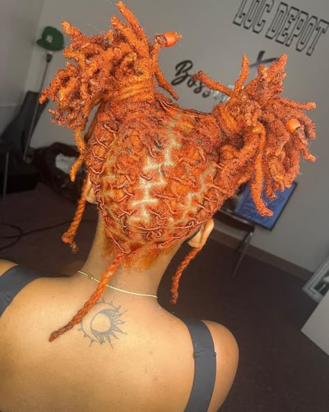 Dreads Styles For Women With Color, Dread Hairstyles For Women Short Hair, Non Retwist Loc Styles, Loc Styles For Birthday, Cute Loc Styles For Women Medium, Retwist Styles For Short Locs Women, Cornrows On Locs, Retwist Styles For Women, Color Locs Black Women