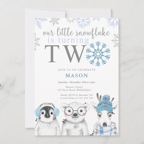 Winter Boy 2nd Birthday Invitation Winter Wonderland Invitations Birthday, Second Birthday Winter Theme, Winter 2nd Birthday, Birthday Template Black, Winter Birthday Party Boy, Second Birthday Theme Ideas, Beige Invitation, Winter Themed Birthday, Second Birthday Theme