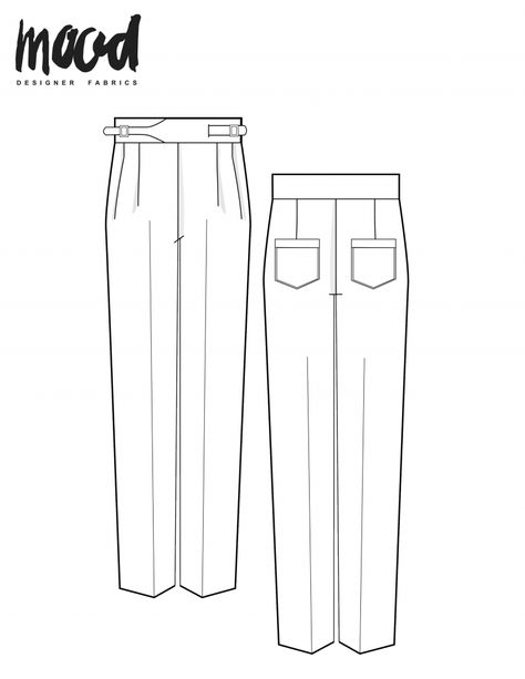 The Basquiat Trousers - Free Menswear Sewing Pattern - Mood Sewciety Mens Trousers Sewing Pattern, Mens Pants Sewing Pattern Free, Men Pants Pattern Trousers, Trouser Technical Drawing, Mens Trousers Flat Sketch, Swimwear Sewing Patterns, Trousers Pattern, Diy Pants, Dress Sewing Patterns Free