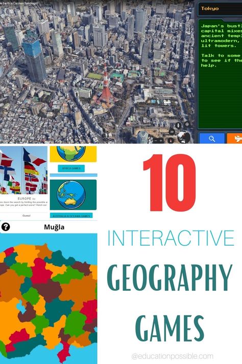 Let your middle schooler's geographical knowledge flourish with interactive geography games! With different levels of difficulty to choose from, your tweens won't be bored. Explore geographical topics through quiz-like games like World Geography Games or go on a scavenger hunt with TerraClues. There's also Google Maps based games like City Guesser or Where on Google Earth is Carmen Sandiego. They all give kids a fun way to explore our planet while building geography skills. Geography Games Middle School, Games For Middle Schoolers, What Is Geography, Middle School Geography Lessons, Geography Themes, Middle School Geography, Geography Lesson Plans, Interactive Poster, Emotions Preschool