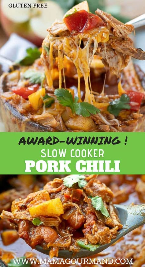 Pulled Pork Chili Recipe, Pork Chili Recipe, Chili Pork, Pulled Pork Chili, Pork Crockpot, Chili Recipe Stovetop, Chili Crockpot, Chili Burger, How To Cook Chili