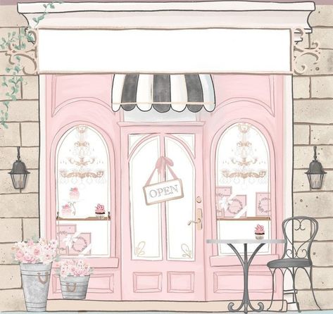 Boutique Store Front Ideas Entrance, Boutique Drawing, Boutique Store Front Ideas, Boutique Exterior, Paris Vibe, Boutique Store Front, Paris Bridal Shower, Logo Online Shop, French Boutique