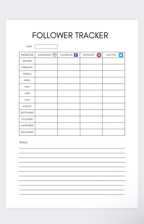 Follower Tracker, Social Media Planner Printable, Planner Content, Social Media Tracker, Social Media 101, Business Plan Outline, Follower Count, Instagram Planner, Finance Binder