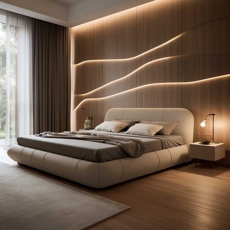 7+ Ways LED Panel Designs Can Transform Your Bedroom • 333+ Images • [ArtFacade] Grey Bedroom Walls, Gray Bedroom Decor, Luxurious Bedroom Decor, Futuristic Bedroom, Beautiful Bed Designs, Gray Bedroom Walls, Grey Bedroom Decor, Bed Headboard Design, Interior Design Your Home