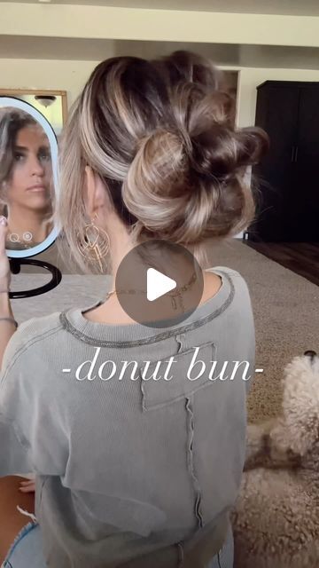 Brooke Roundy Hair Tips Makeup Tips on Instagram: "Sound on and comment “donut” for anything used but of course it’s all linked in my ltk shop!" How To Use A Donut Hair Bun, Hair Donut Styles, Donut Bun Tutorial, Hair Styles Hacks, Thick Hair Bob Haircut, Donut Bun Hairstyles, Hair Up Do, Hair Donut, Buff Women