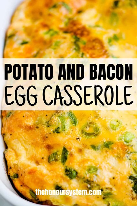 Potato Egg Bake Breakfast Casserole, Potato Bacon Egg Cheese Casserole, Bacon Potato Egg Breakfast Casserole, Egg Bacon Cheese Casserole, Egg Casseroles For A Crowd, Egg Bakes Recipes, Breakfast Casserole With Potatoes Obrien, Egg And Bacon Casserole, Quick Egg Bake