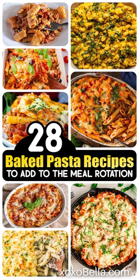 Tasty baked pasta recipes List Of Pasta, Baked Pasta Dinner Recipes, One Dish Baked Pasta, Pasta Recipes Casseroles, Pasta Meals For Two, Easy Baked Pasta Dishes, Home Made Pasta Recipes Easy, Pasta Dinners Recipes, Make Ahead Pasta Dishes