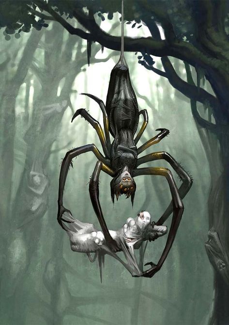 Beast Creature, Spider Art, Monster Concept Art, Creature Drawings, Fantasy Races, Dungeons And Dragons Homebrew, Fantasy Monster, Mythological Creatures, Monster Design