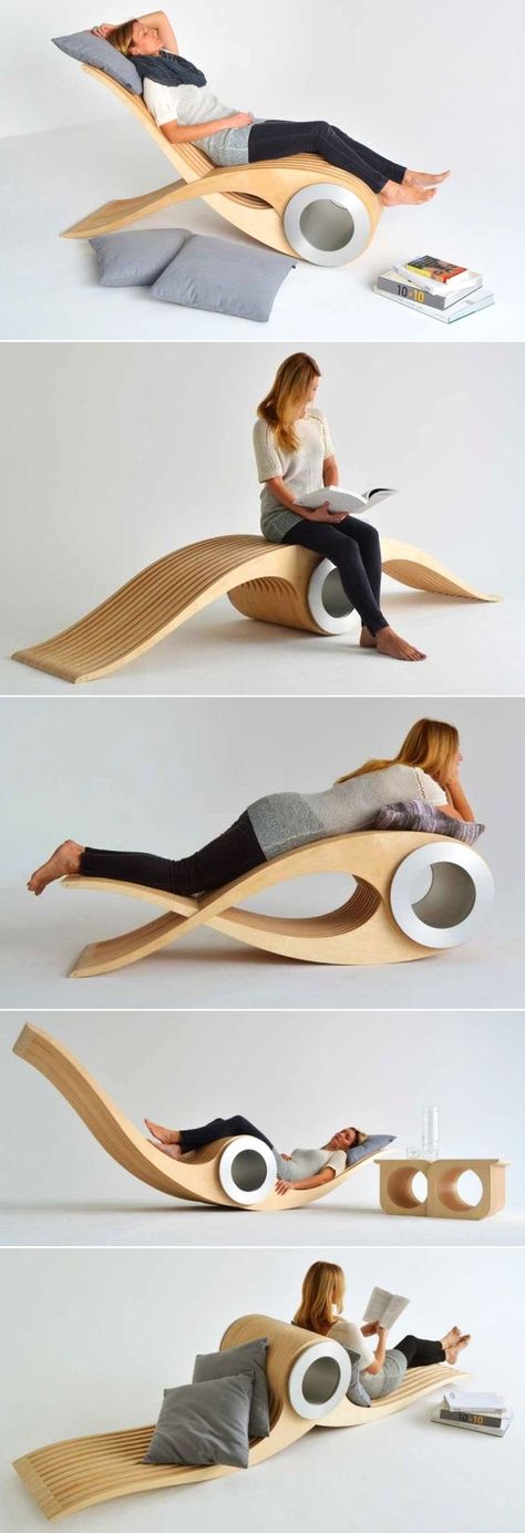 Exocet Chair Alters to Varying Configurations For Maximum Comfort #chairdesign Unique Furniture Design Creative, Unique Chair Design Creative, Unique Chairs Design, Cnc Furniture Plans, Wood Chair Design, Porch Chairs, Chair Design Wooden, Unique Furniture Design, Statement Chairs