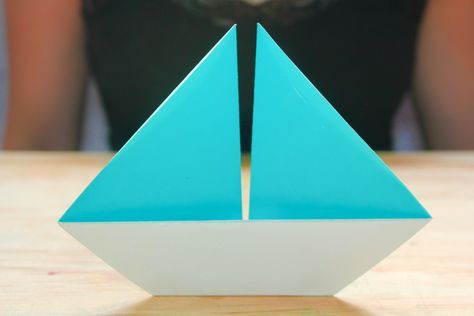 Origami Sailboat, Sailboat Craft, Sailboat Decor, Nautical Diy, Craft Products, Sailing Boat, Origami Crane, Diy Origami, Craft Making