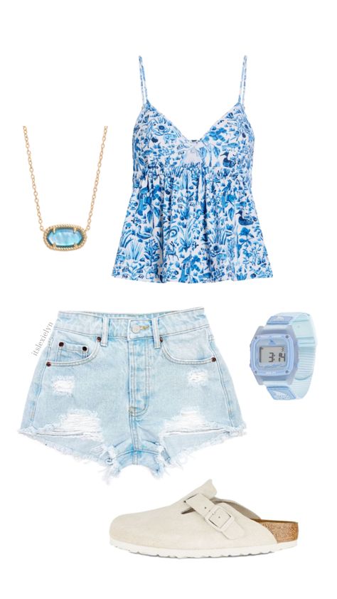 outfit inspo #summeroutfit #outfitinspo #blackoutfit #schooloutfit #beachoutfit #fashion #style #coastal #coastalgrandaughter #coconutgirl #beachgirl Summer Jean Shorts Outfit, Cute Beach Outfits, Jean Short Outfits, Blue Jean Outfits, Preppy Summer Outfits, Spring Break Outfit, Summer Shorts Outfits, Outfit Inspo Summer, Preppy Dresses