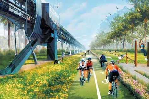 Highway Architecture, Infrastructure Design, Green Bicycle, Innovation Architecture, City Grid, Green Bike, Cycling City, Path Design, Urban Bike