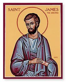 Feast of St. James the Greater; Christian Religious Observance; July 25; One of the 12 Apostles, the first Apostle martyred (by beheading, in Jerusalem). By ancient tradition, preached in Spain after the Crucifixion. A patron saint of Spain (as Santiago); his feast is important throughout Latin America. Saint James The Greater, Monastery Icons, Happy Feast Day, St James The Greater, Happy Feast, Who Is Jesus, Orthodox Christian Icons, Christian Devotions, Faith Bible