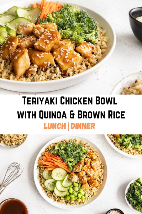 Brown Rice Lunch Bowl, Quinoa And Brown Rice Bowls, Brown Rice And Quinoa Recipe Meals, Brown Rice Quinoa Bowl, Rice And Quinoa Bowls, Healthy Brown Rice Bowls, Quinoa Lunch Bowl, Quinoa And Brown Rice Recipes, Quinoa Chicken Bowl