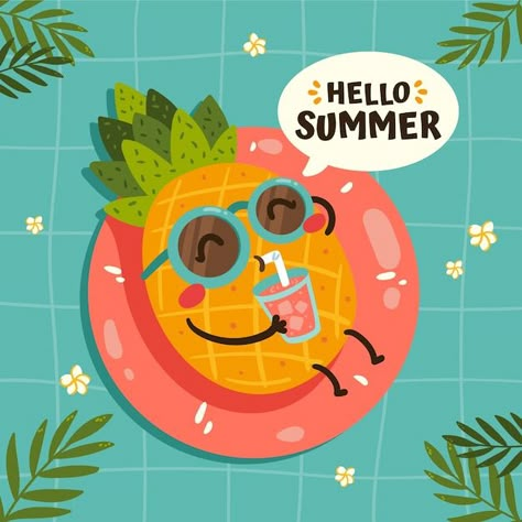 Summer Season Illustration, Summer Time Illustration, Cute Summer Illustration, Summer Illust, Summer Illustration Art, Summer Drawing Ideas, Summer Graphic Design, June Illustration, Its Summer Time