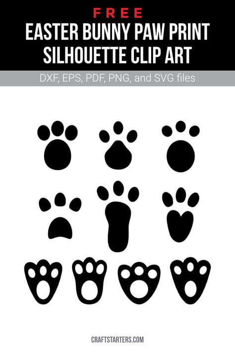 Bunny Paw Prints, Paw Print Silhouette, Bunny Paws, Silhouette Clip Art, Paw Prints, Png Transparent, Easter Bunny, Paw Print, Diy And Crafts