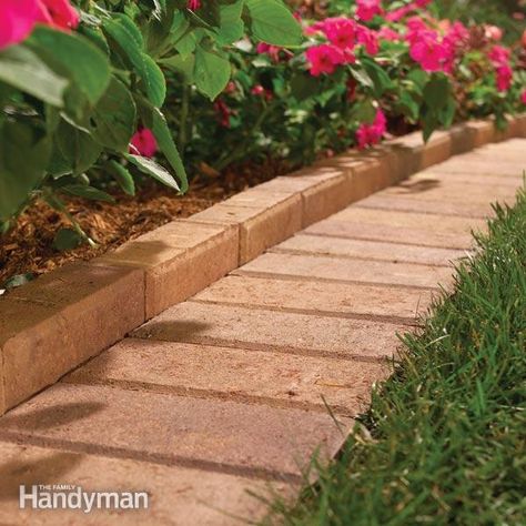 stone landscape edging - Brick Walkway, Brick Garden, Backyard Diy, Landscape Edging, Lawn Edging, Diy Outdoor Decor, Have Inspiration, Garden Edging, Garden Borders