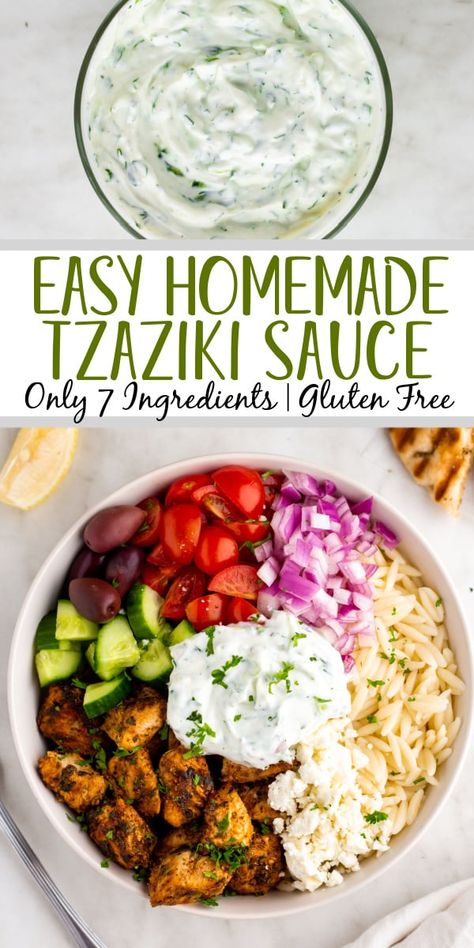 Homemade Taziki, Taziki Sauce, Tzatziki Sauce Recipe Easy, Mediterranean Recipes Healthy, Tzatziki Sauce Recipe, Mediterranean Diet Recipes Dinners, Homemade Tzatziki Sauce, Tzatziki Recipes, Homemade Sauce Recipes